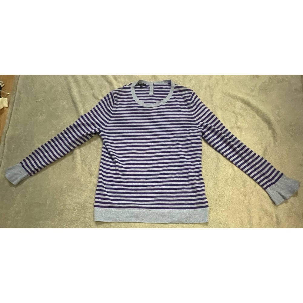 Talbots Lambswool Blend Striped Sweater size‎ Medium Bell Sleeves Purple/Gray